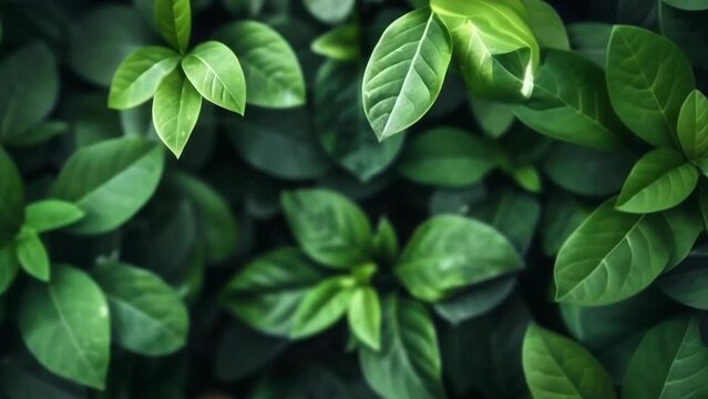 Closeup of the lush green leaves working tirelessly to convert harmful carbon dioxide into oxygen purifying the air we breathe. .