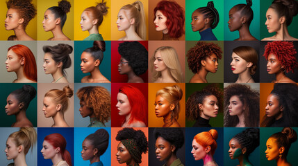 A grid of 18 headshots of women of various ethnicities and ages.