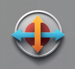 3d four direction arrows icon on grey background. Generative AI