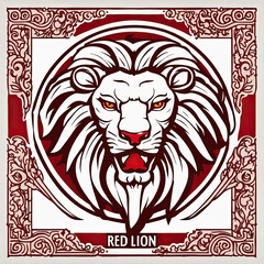 Fototapeta premium lion icon or lionlogo, liom head mascot, illustration of an lion, lionhead vector, lion head mascot, Logo lion, icon lion, red tiger