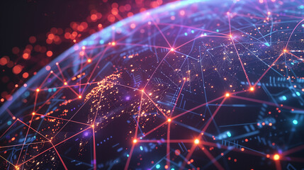 Obraz premium Global Network Connectivity Abstract Illustration 