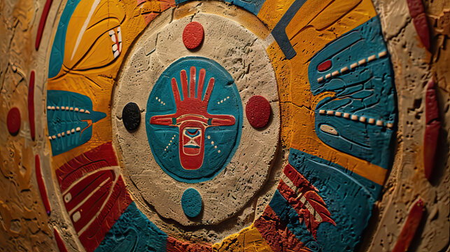 sacred Native American indians cultures medicine wheels on the wall.