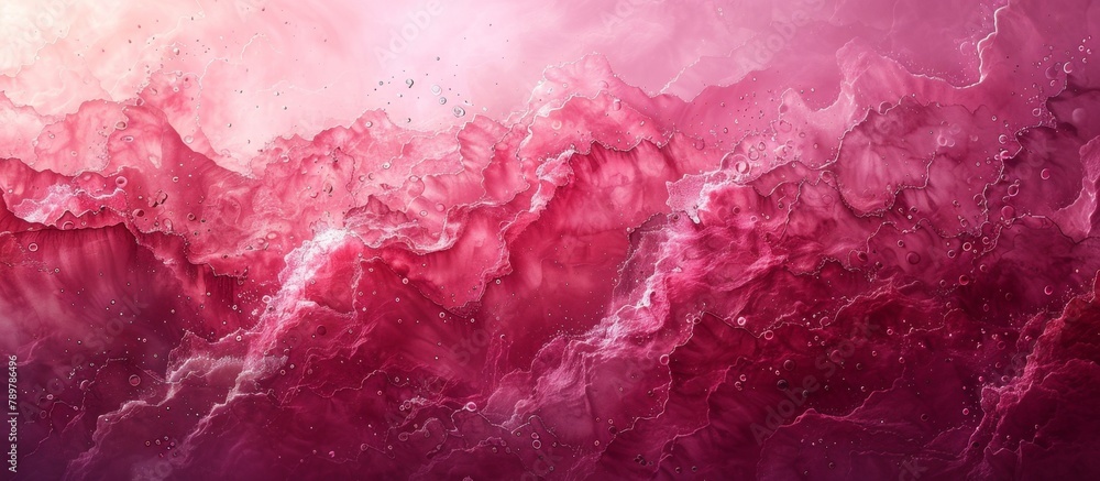 Poster pink and red background with water droplets creating a visually striking and artistic effect