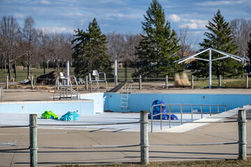 drained and empty public pool for winterization in the fall.