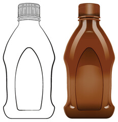 Vector drawing of an empty and full syrup bottle
