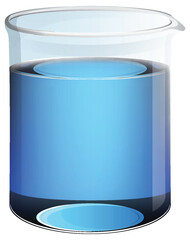 Vector illustration of a beaker with blue liquid