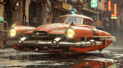 Cyberpunk Hover Car Design Merging Classic Automotive Styles with Futuristic Technology