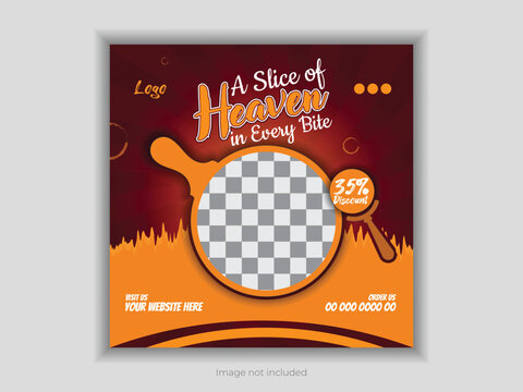Food advertising on social media and template for an Instagram banner post