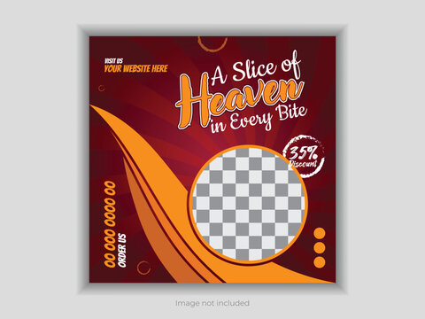 Food advertising on social media and template for an Instagram banner post