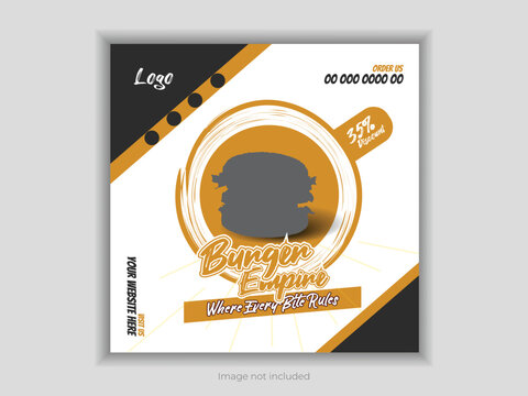 Food advertising on social media and template for an Instagram banner post