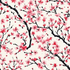 Cherry Blossom Seamless Pattern