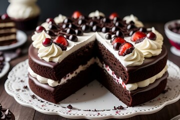 black forest cake on a plate