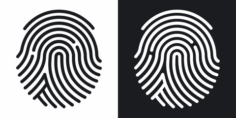 Fingerprint icon. Simple vector illustration on black and white background - obrazy, fototapety, plakaty