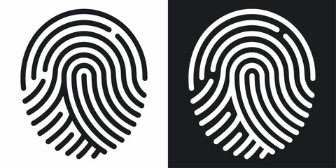 Fingerprint icon. Simple vector illustration on black and white background - obrazy, fototapety, plakaty