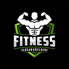 Bodybuilding sports fitness logo icon vector template