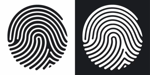 Fotobehang Fingerprint icon. Simple vector illustration on black and white background © MstAnjuman