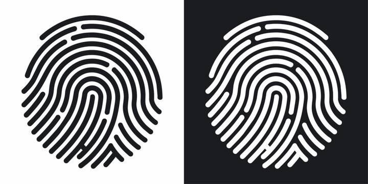 Fingerprint icon. Simple vector illustration on black and white background