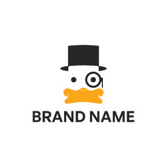 Duck Head With Hat and Monocle Vector Illustration