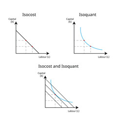 isoquant curve shows all combination of factors that produce a certain output and isocost show all combinations of factors that cost the same amount