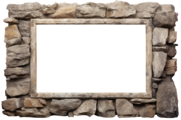 Stone rectangular frame isolated on transparent background
