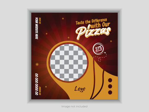 Food advertising on social media and template for an Instagram banner post