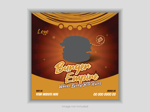 Food advertising on social media and template for an Instagram banner post