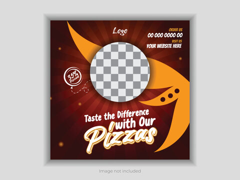 Food advertising on social media and template for an Instagram banner post