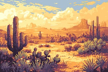 desert background in pixel art style