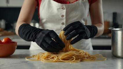 chef preparing pasta