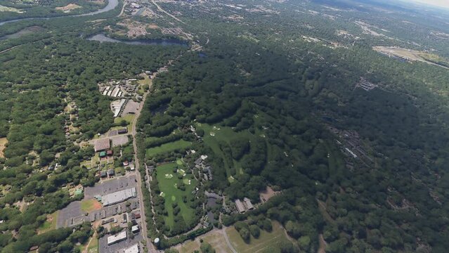 Top aerial view of Augusta National Golf Club in Georgia. United States