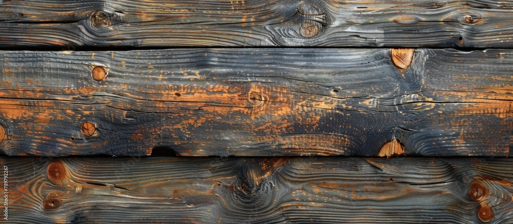 Poster detailed view of a weathered wooden wall showing signs of age with rusted and peeling paint, adding 