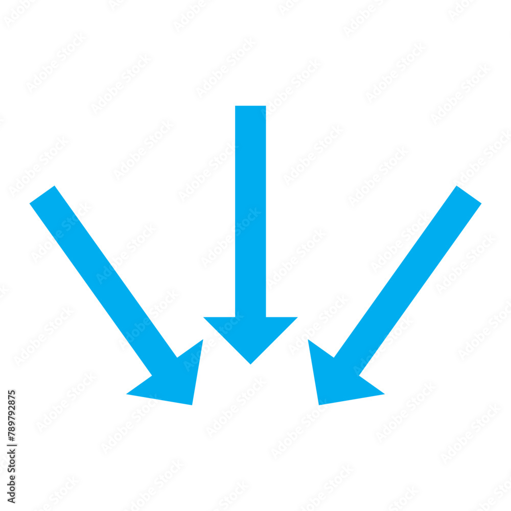 Poster different 3 black arrows icons, vector set. abstract elements for business infographic. down trend. 