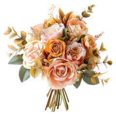 soft pink and peach rose flower bouquet for wedding or anniversary decor - obrazy, fototapety, plakaty