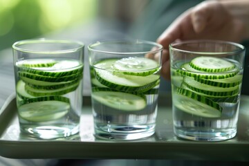 cucumber slices water glass for skin 