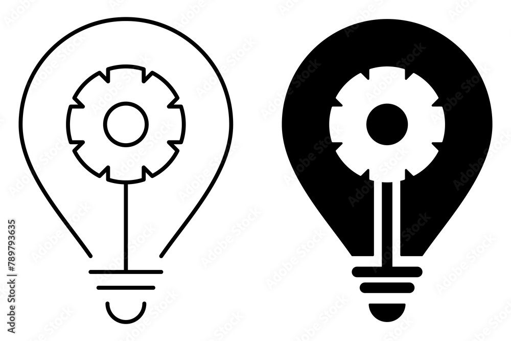 Poster black bulb icon set. vector linear simple strokes and silhouettes. simple and modern design for logo