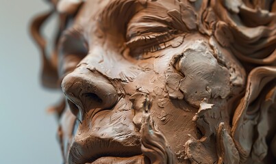 Craft a traditional clay sculpture representing Frontal view Data analytics, infusing intricate details and textures that evoke a sense of depth and sophistication, with a focus on precision and accur