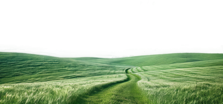 natural greenery grassland landscape on transparent background - Powered by Adobe