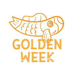 Golden week Japan Banner illustration. Koinobori (Carp streamers) on yellow rhombic pattern. In Japanese it is written Golden week holiday