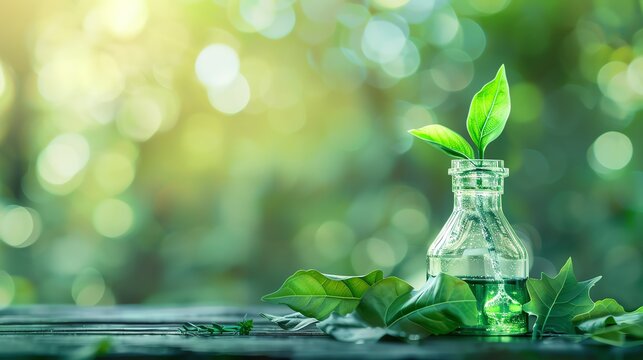 Environmental sustainability in pharmaceuticals, green chemistry in drug synthesis, closeup, copy space