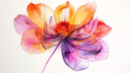 Flower, water color, drawing, vibrant color, cute