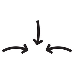 Three hand drawn arrows pointing down. . vector illustration design elements.
