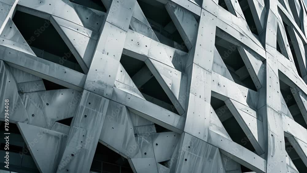 Poster a maze of overlapping geometric shapes make up the faã§ade of this stadium giving it a sense of dept