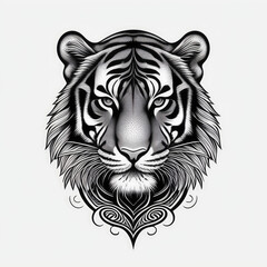 tiger head illustration, tiger head vector, tiger head icon, circle logo or icon tiger, tiger tatto, tatto