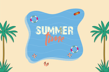 Naklejka premium Summer time beach theme abstract background. Summer season banner, poster design.