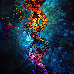 Stained glass style DNA helix illustration. 