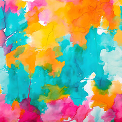 Obraz premium Vibrant abstract wallpaper featuring bold colors and dynamic shapes set against a soft watercolor background, evoking the fresh, lively essence of spring