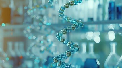 Progress in biotech medication, scientists examining molecular advancements, lab equipment, copy space