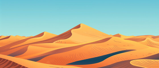 beautiful dunes landscape with blue sky 