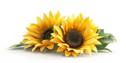 sunflower isolated on white, Bright Sunflowers on White Background. 