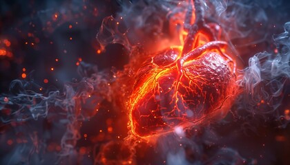 Visual explanation of pulmonary embolism, showing a blood clot in lung arteries with a dramatic flare - obrazy, fototapety, plakaty